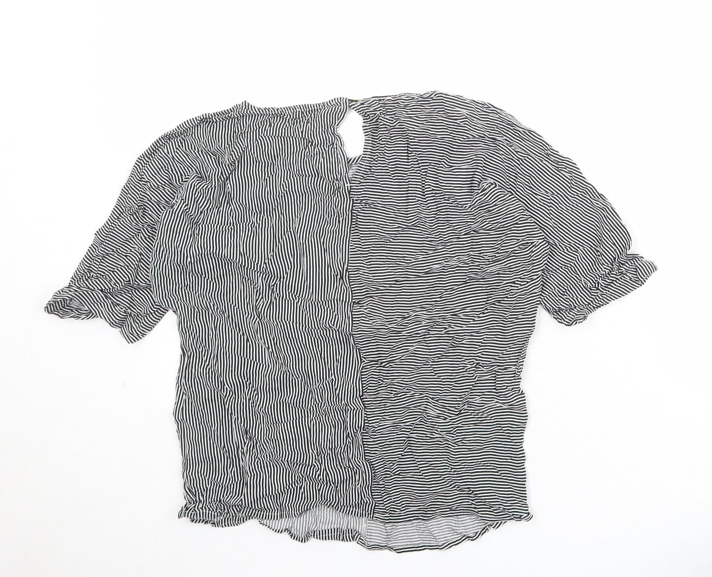 Esprit Womens Black Striped Viscose Basic Blouse Size S Boat Neck