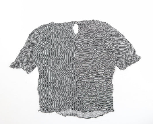 Esprit Womens Black Striped Viscose Basic Blouse Size S Boat Neck
