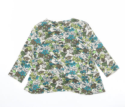 Topshop Womens Multicoloured Floral Viscose Basic Blouse Size 10 V-Neck - Tie Front