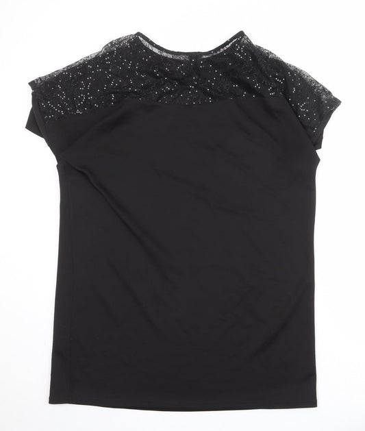 River Island Womens Black Polyester A-Line Size 12 Round Neck Pullover