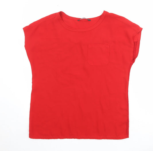 Bonmarché Womens Red Polyester Basic Blouse Size 14 Boat Neck