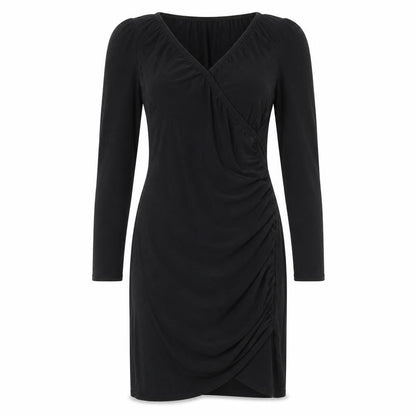 PRETTYLITTLETHING Womens Black Polyester A-Line Size 10 V-Neck Pullover