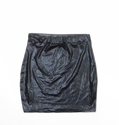 Boohoo Womens Black Polyester A-Line Skirt Size 10