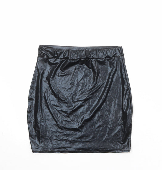 Boohoo Womens Black Polyester A-Line Skirt Size 10