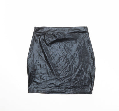 Boohoo Womens Black Polyester A-Line Skirt Size 10
