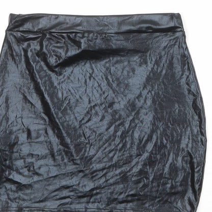 Boohoo Womens Black Polyester A-Line Skirt Size 10