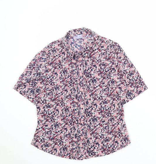 EWM Womens Multicoloured Geometric Polyester Basic Button-Up Size 10 Collared