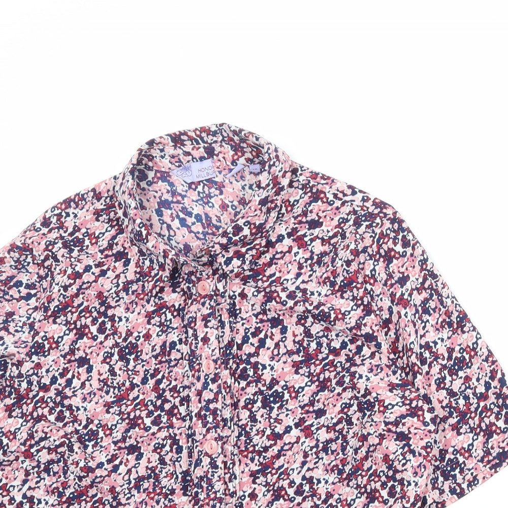 EWM Womens Multicoloured Geometric Polyester Basic Button-Up Size 10 Collared