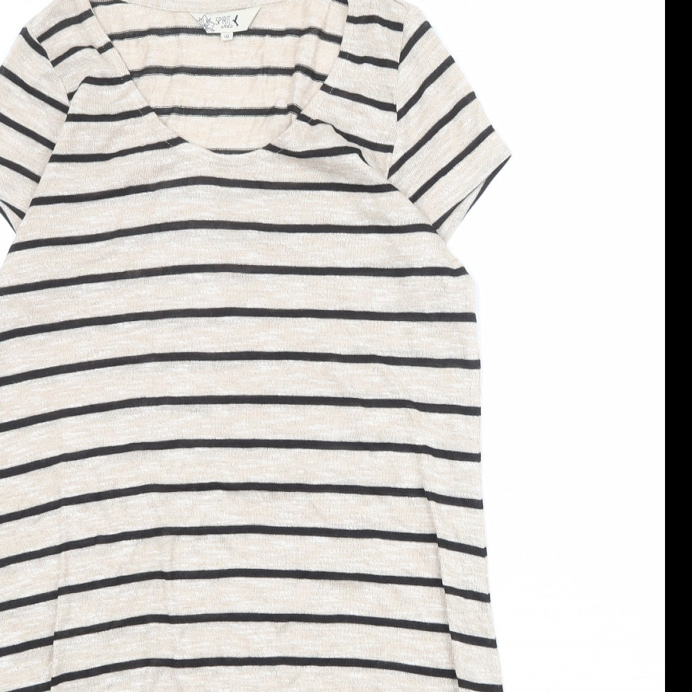 Womens UK Size 12 M&Co Beige Basic T-Shirt