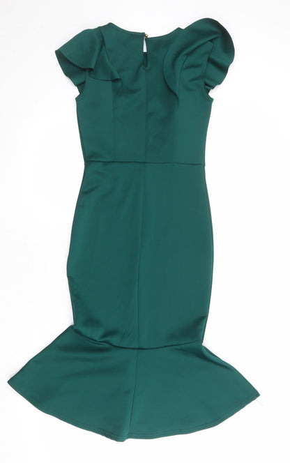 Club L Womens Green Polyester Mermaid Size 6 Round Neck Button