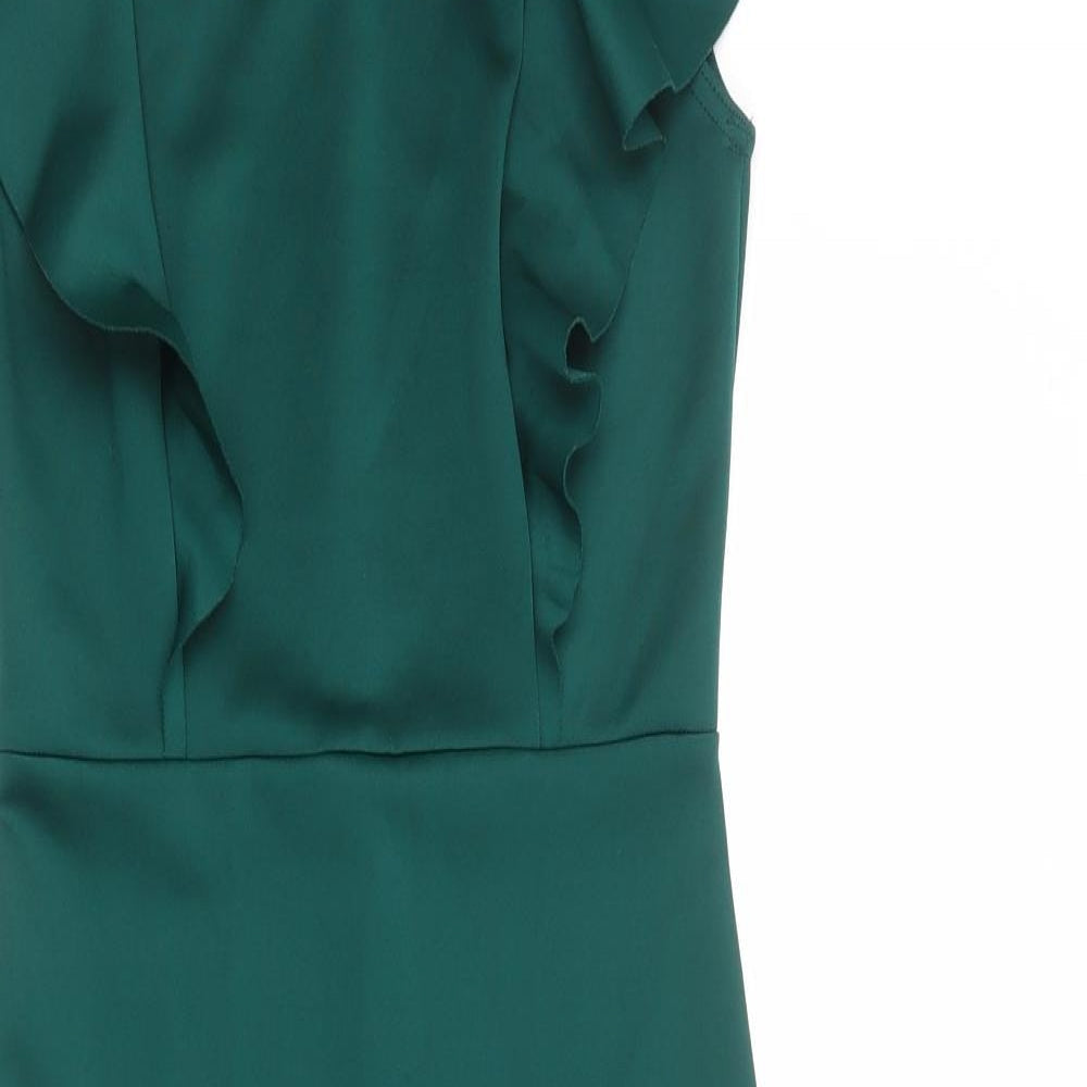 Club L Womens Green Polyester Mermaid Size 6 Round Neck Button