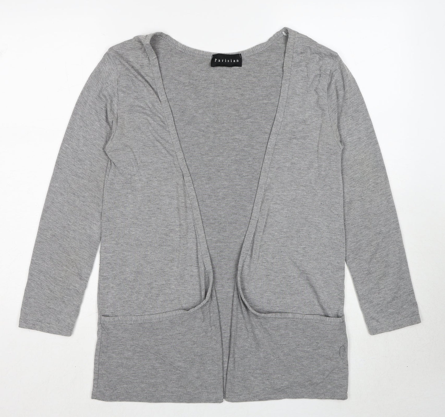 PARISIAN SIGNATURE Womens Grey V-Neck Viscose Cardigan Jumper Size S - Size S/M