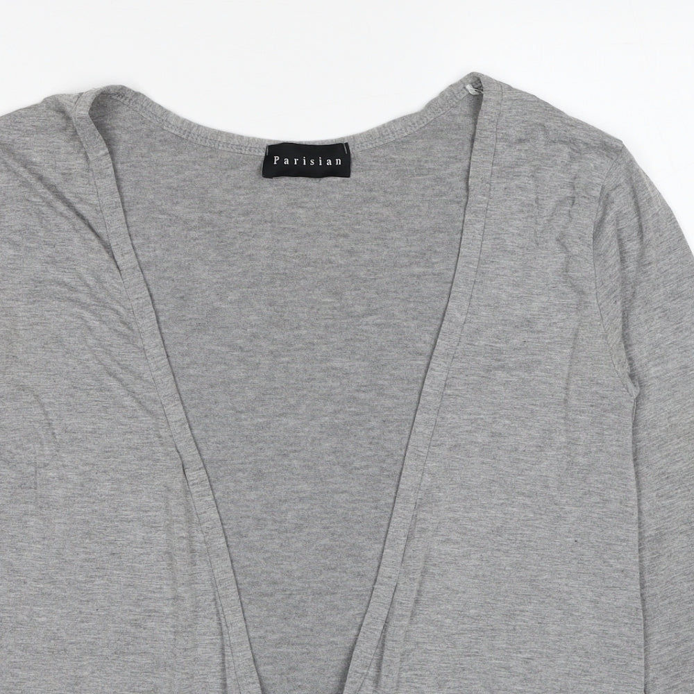 PARISIAN SIGNATURE Womens Grey V-Neck Viscose Cardigan Jumper Size S - Size S/M