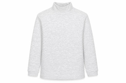 Marks and Spencer Girls Grey Roll Neck Cotton Pullover Jumper Size 8-9 Years Pullover