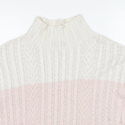 Marks and Spencer Womens Multicoloured High Neck Cotton Pullover Jumper Size M