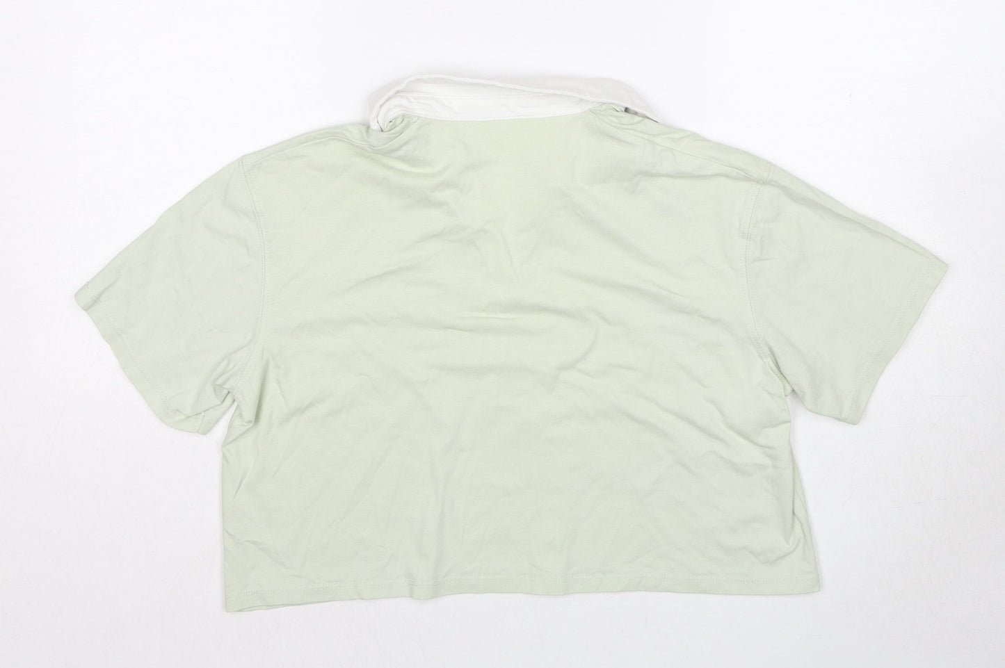 H&M Girls Green Cotton Cropped T-Shirt Size 14-15 Years Collared Pullover - Colorado