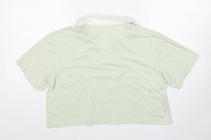 H&M Girls Green Cotton Cropped T-Shirt Size 14-15 Years Collared Pullover - Colorado