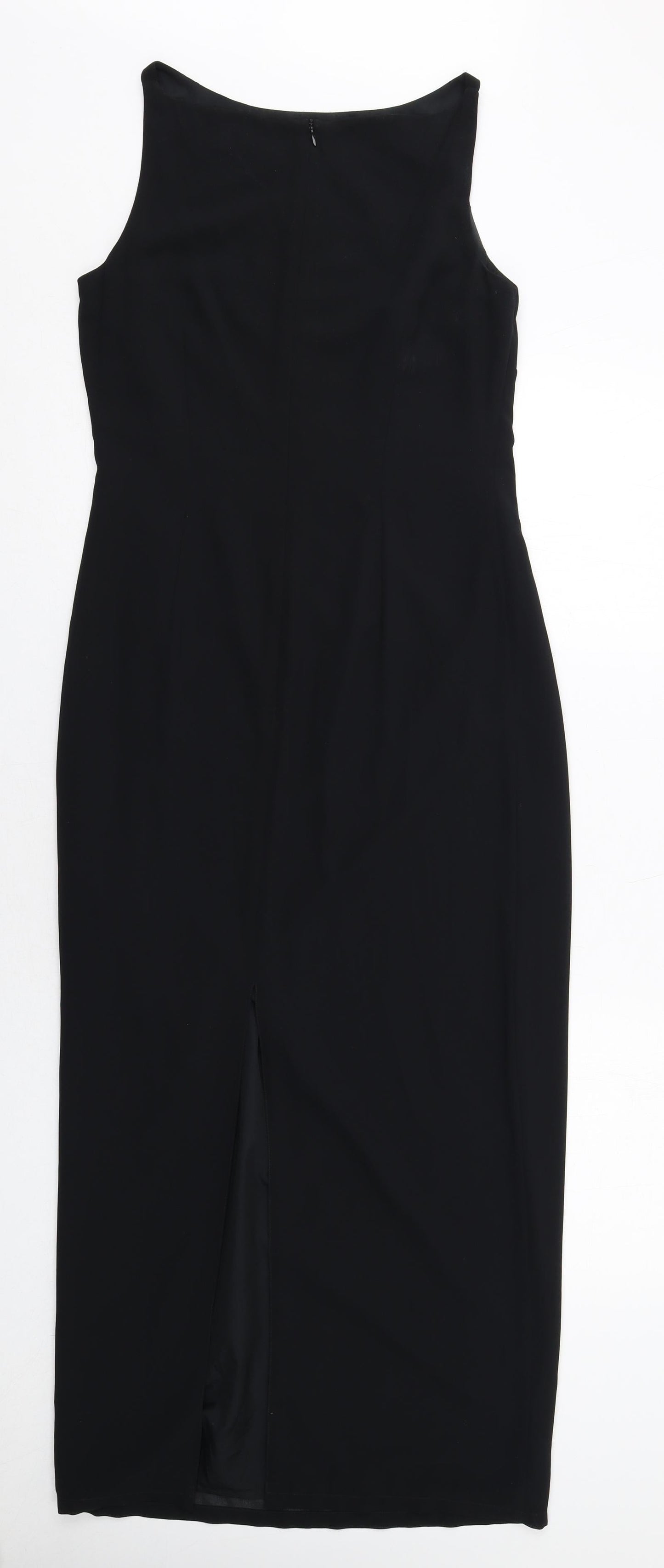 Marks and Spencer Womens Black Polyester Pencil Dress Size 10 Round Neck Zip