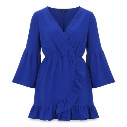 Miss Selfridge Womens Blue Polyester A-Line Size 8 V-Neck Pullover