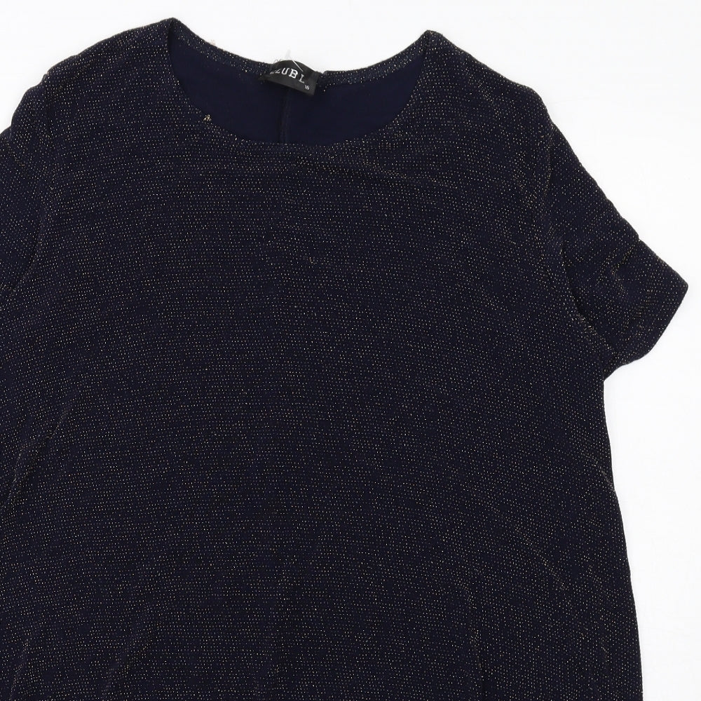 Womens UK Size 16 Club L Blue Basic T-Shirt