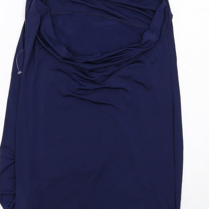 ASOS Womens Blue Polyester Mini Size 10 Off the Shoulder Pullover