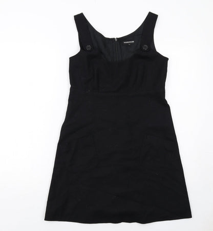 Warehouse Womens Black Polyester A-Line Size 10 Scoop Neck Zip