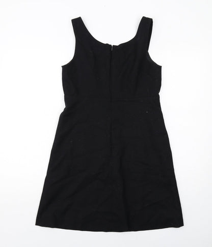 Warehouse Womens Black Polyester A-Line Size 10 Scoop Neck Zip