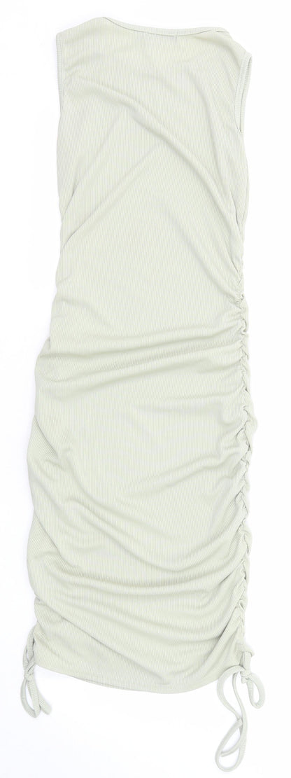 PRETTYLITTLETHING Womens Green Polyester Pencil Dress Size 10 Round Neck Pullover