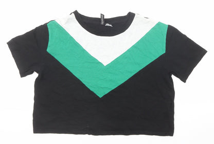 Womens UK Size XS Divided by H&M Black Basic T-Shirt