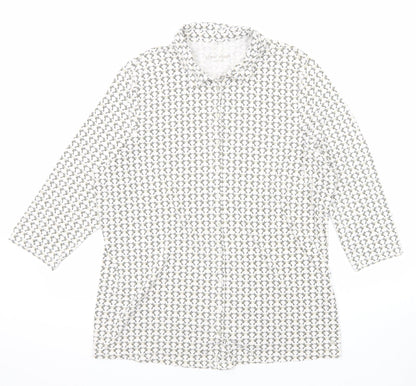 Gerry Weber Womens Ivory Geometric Cotton Basic Button-Up Size 20 Collared
