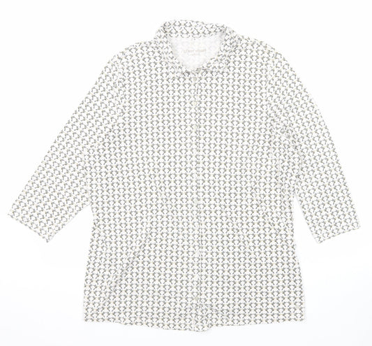Gerry Weber Womens Ivory Geometric Cotton Basic Button-Up Size 20 Collared