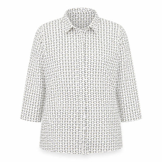 Gerry Weber Womens Ivory Geometric Cotton Basic Button-Up Size 20 Collared
