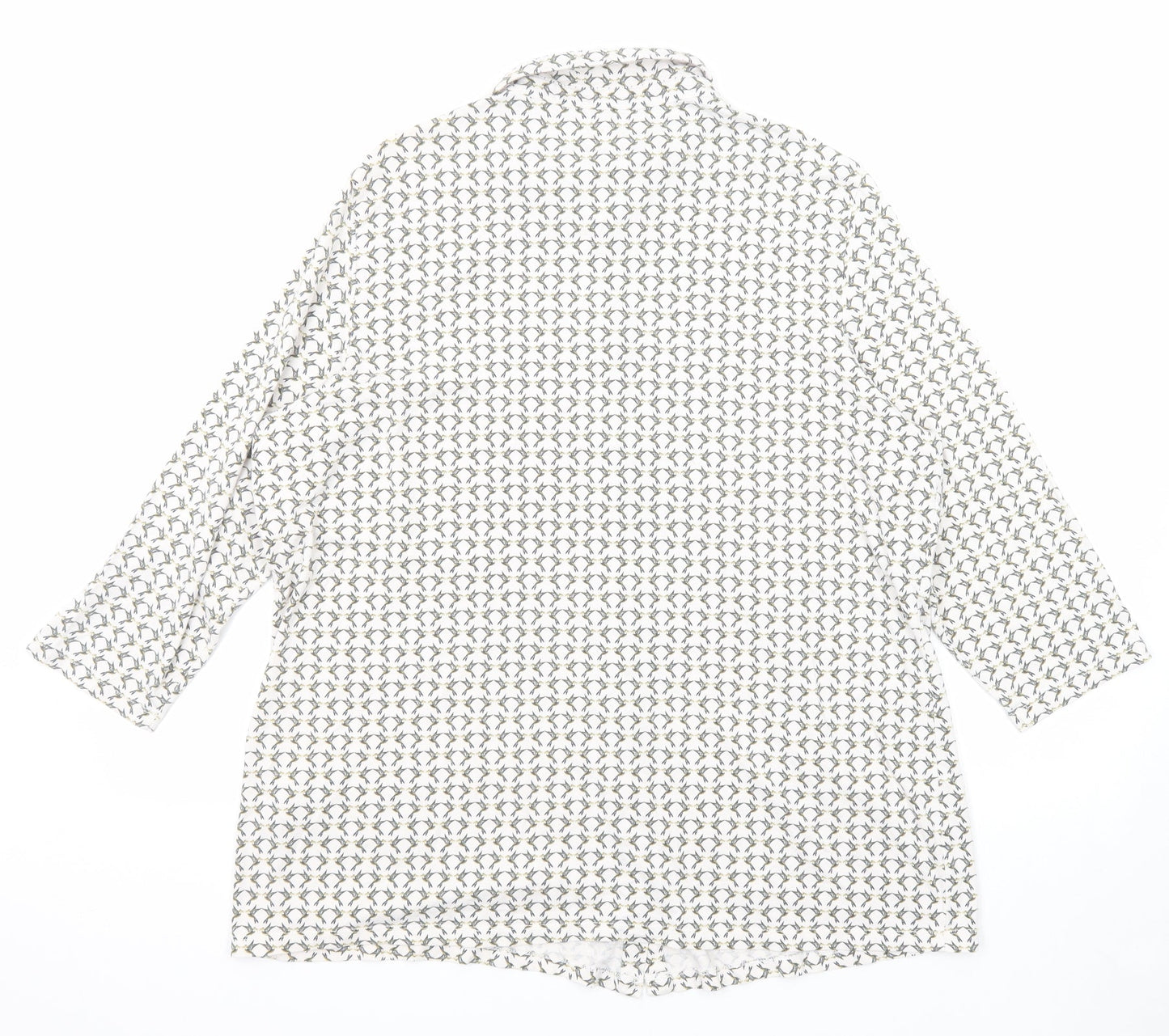 Gerry Weber Womens Ivory Geometric Cotton Basic Button-Up Size 20 Collared