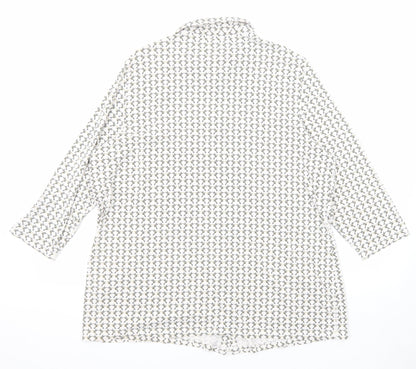 Gerry Weber Womens Ivory Geometric Cotton Basic Button-Up Size 20 Collared
