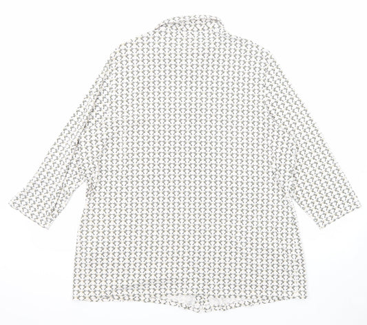 Gerry Weber Womens Ivory Geometric Cotton Basic Button-Up Size 20 Collared