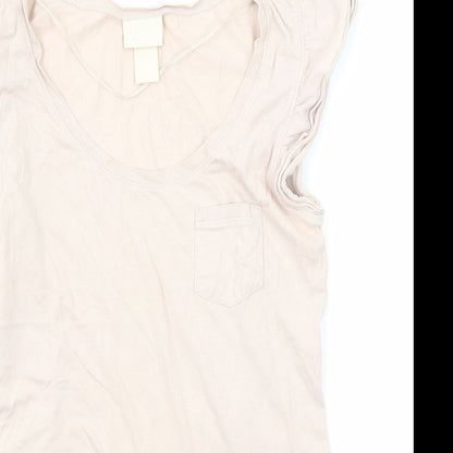 Womens UK Size XS H&M Pink Basic T-Shirt