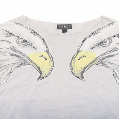 Topshop Womens Grey Cotton Pullover Sweatshirt Size 6 Pullover - Eagle