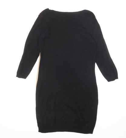 BHS Womens Multicoloured Colourblock Viscose Jumper Dress Size 10 Round Neck Pullover