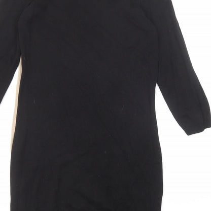 BHS Womens Multicoloured Colourblock Viscose Jumper Dress Size 10 Round Neck Pullover