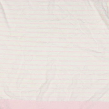 Truly Womens Beige Round Neck Striped Cotton Pullover Jumper Size M