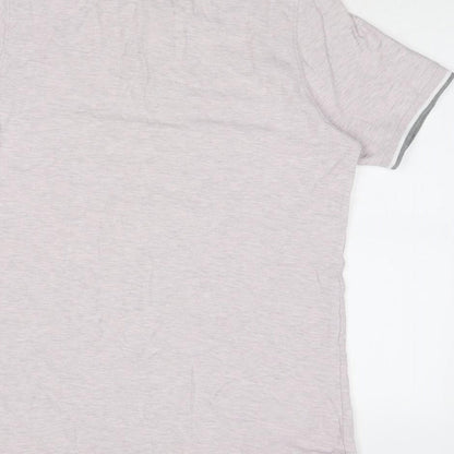 Marks and Spencer Mens Pink Cotton Polo Size L Collared Button