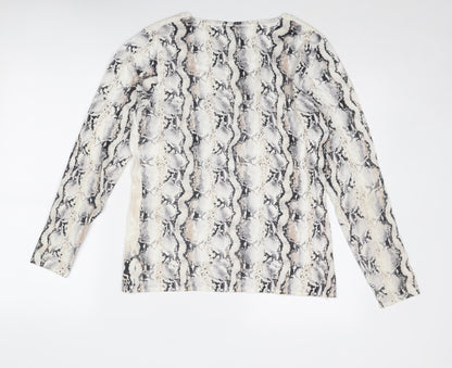 Sportalm Womens Beige Scoop Neck Animal Print Viscose Pullover Jumper Size 12 - Snakeskin Pattern