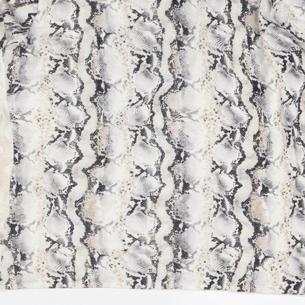 Sportalm Womens Beige Scoop Neck Animal Print Viscose Pullover Jumper Size 12 - Snakeskin Pattern