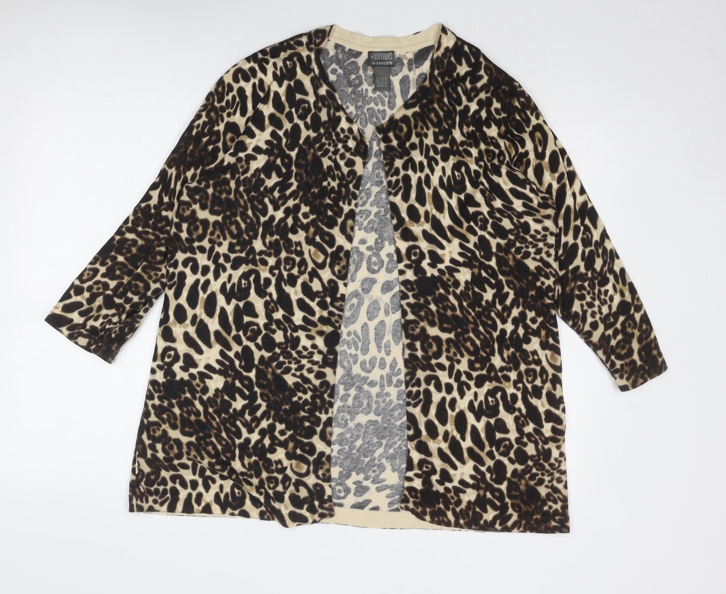 Additions Womens Brown Round Neck Animal Print Cotton Cardigan Jumper Size 10 - Leopard Pattern