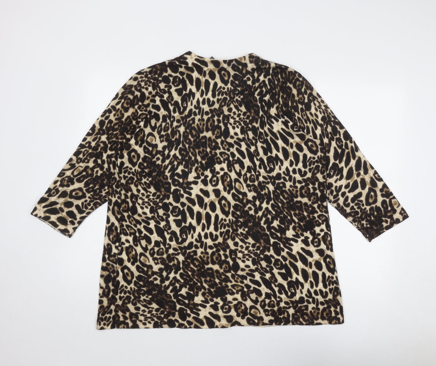 Additions Womens Brown Round Neck Animal Print Cotton Cardigan Jumper Size 10 - Leopard Pattern
