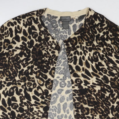 Additions Womens Brown Round Neck Animal Print Cotton Cardigan Jumper Size 10 - Leopard Pattern