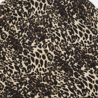 Additions Womens Brown Round Neck Animal Print Cotton Cardigan Jumper Size 10 - Leopard Pattern