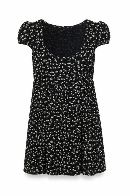 Topshop Womens Black Geometric Viscose Trapeze & Swing Size 8 Round Neck Pullover