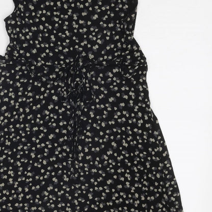 Topshop Womens Black Geometric Viscose Trapeze & Swing Size 8 Round Neck Pullover