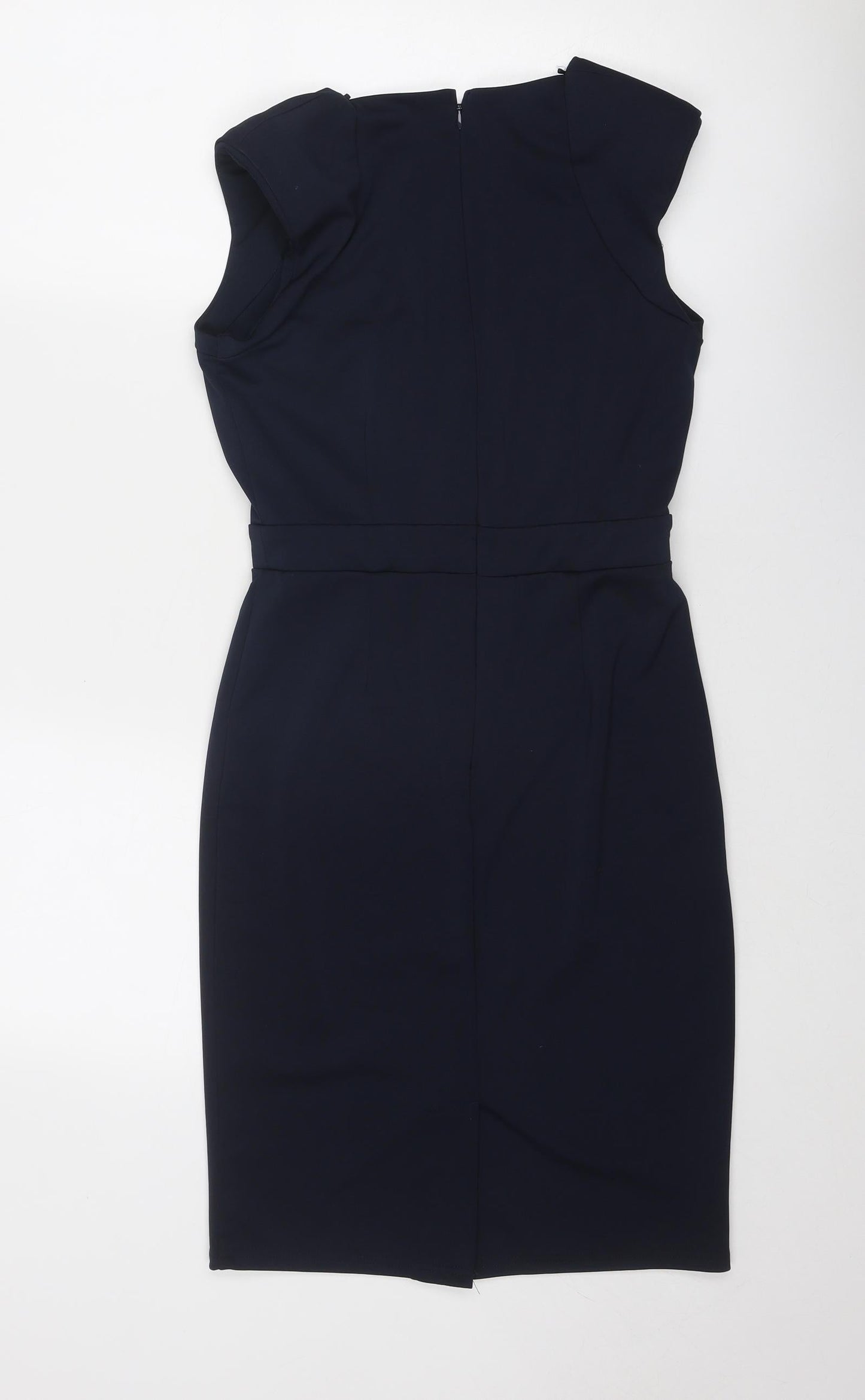 Little Mistress Womens Blue Polyester A-Line Size 10 V-Neck Zip